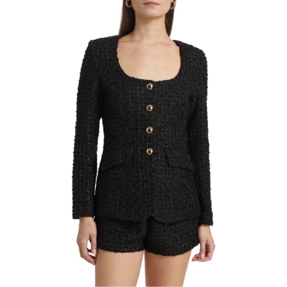 Amanda Uprichard Long Sleeve Kya Romper Black